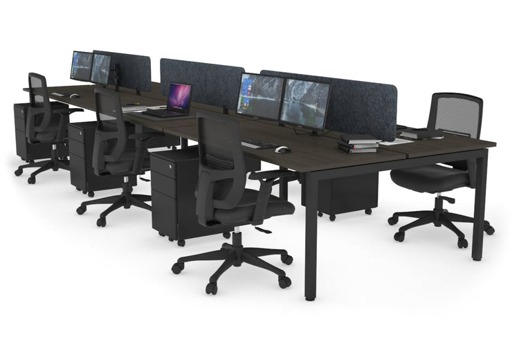 Quadro Square Leg 6 Person Office Workstations [1400L x 700W] Jasonl black leg dark oak dark grey echo panel (400H x 1200W)