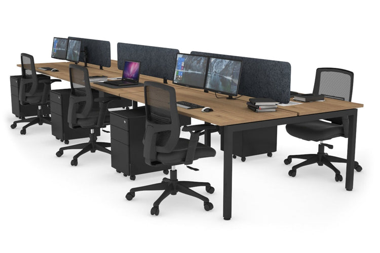 Quadro Square Leg 6 Person Office Workstations [1400L x 700W] Jasonl black leg salvage oak dark grey echo panel (400H x 1200W)