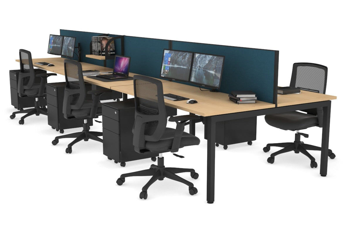 Quadro Square Leg 6 Person Office Workstations [1400L x 700W] Jasonl black leg maple deep blue (500H x 1200W)