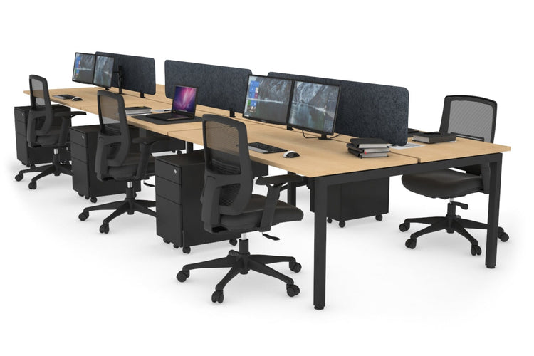 Quadro Square Leg 6 Person Office Workstations [1400L x 700W] Jasonl black leg maple dark grey echo panel (400H x 1200W)