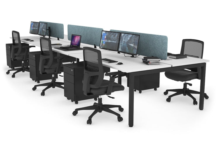 Quadro Square Leg 6 Person Office Workstations [1400L x 700W] Jasonl black leg white blue echo panel (400H x 1200W)