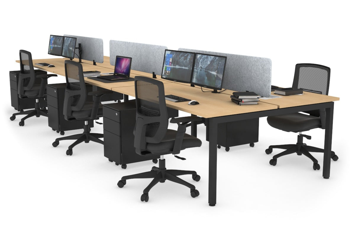 Quadro Square Leg 6 Person Office Workstations [1400L x 700W] Jasonl black leg maple light grey echo panel (400H x 1200W)