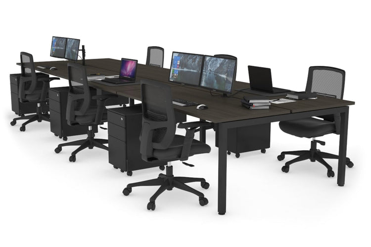 Quadro Square Leg 6 Person Office Workstations [1400L x 700W] Jasonl black leg dark oak none
