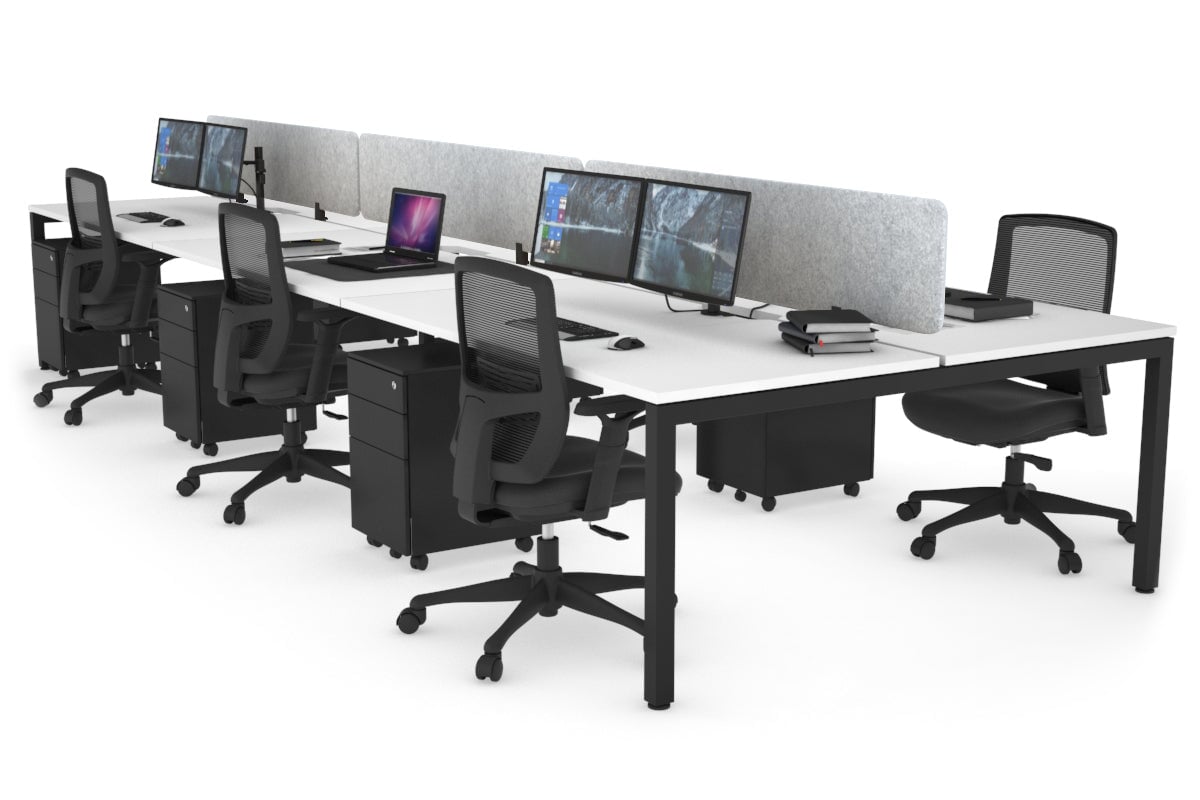 Quadro Square Leg 6 Person Office Workstations [1600L x 800W with Cable Scallop] Jasonl black leg white light grey echo panel (400H x 1600W)