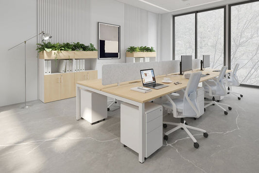 Quadro Square Leg 6 Person Office Workstations [1600L x 800W with Cable Scallop] Jasonl 