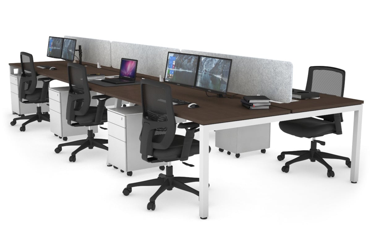 Quadro Square Leg 6 Person Office Workstations [1600L x 800W with Cable Scallop] Jasonl white leg wenge light grey echo panel (400H x 1600W)