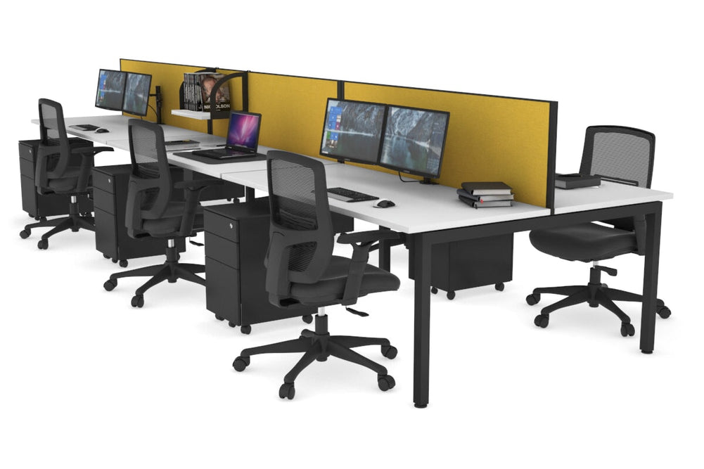 Quadro Square Legs 6 Person Office Workstation [1800L x 700W]-black leg white mustard yellow (500H x 1200W)