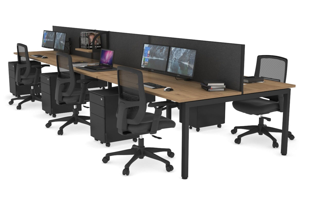 Quadro Square Leg 6 Person Office Workstations [1800L x 700W] Jasonl black leg salvage oak moody charcoal (500H x 1200W)