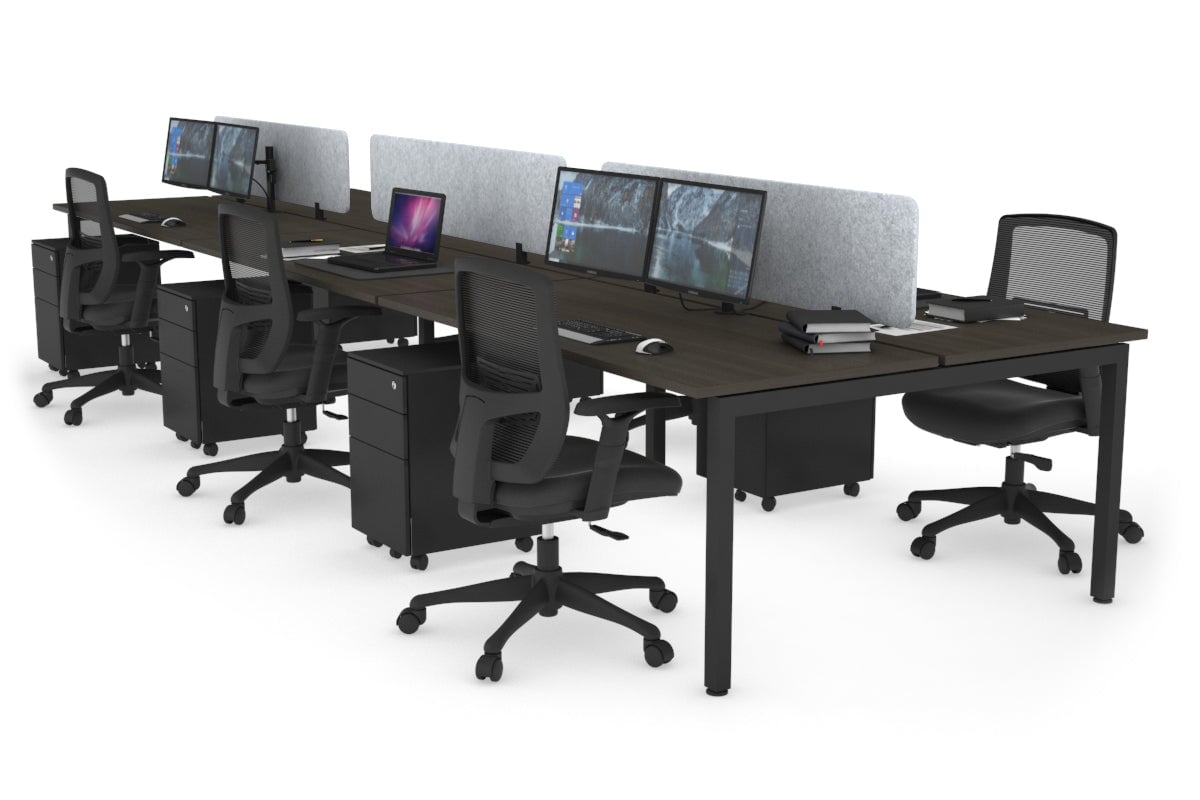 Quadro Square Leg 6 Person Office Workstations [1800L x 700W] Jasonl black leg dark oak light grey echo panel (400H x 1600W)
