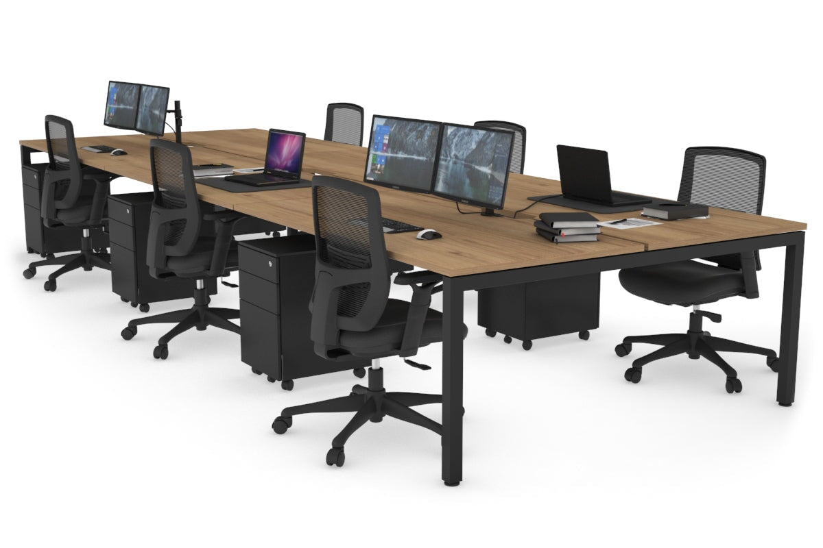 Quadro Square Leg 6 Person Office Workstations [1800L x 800W with Cable Scallop] Jasonl black leg salvage oak none