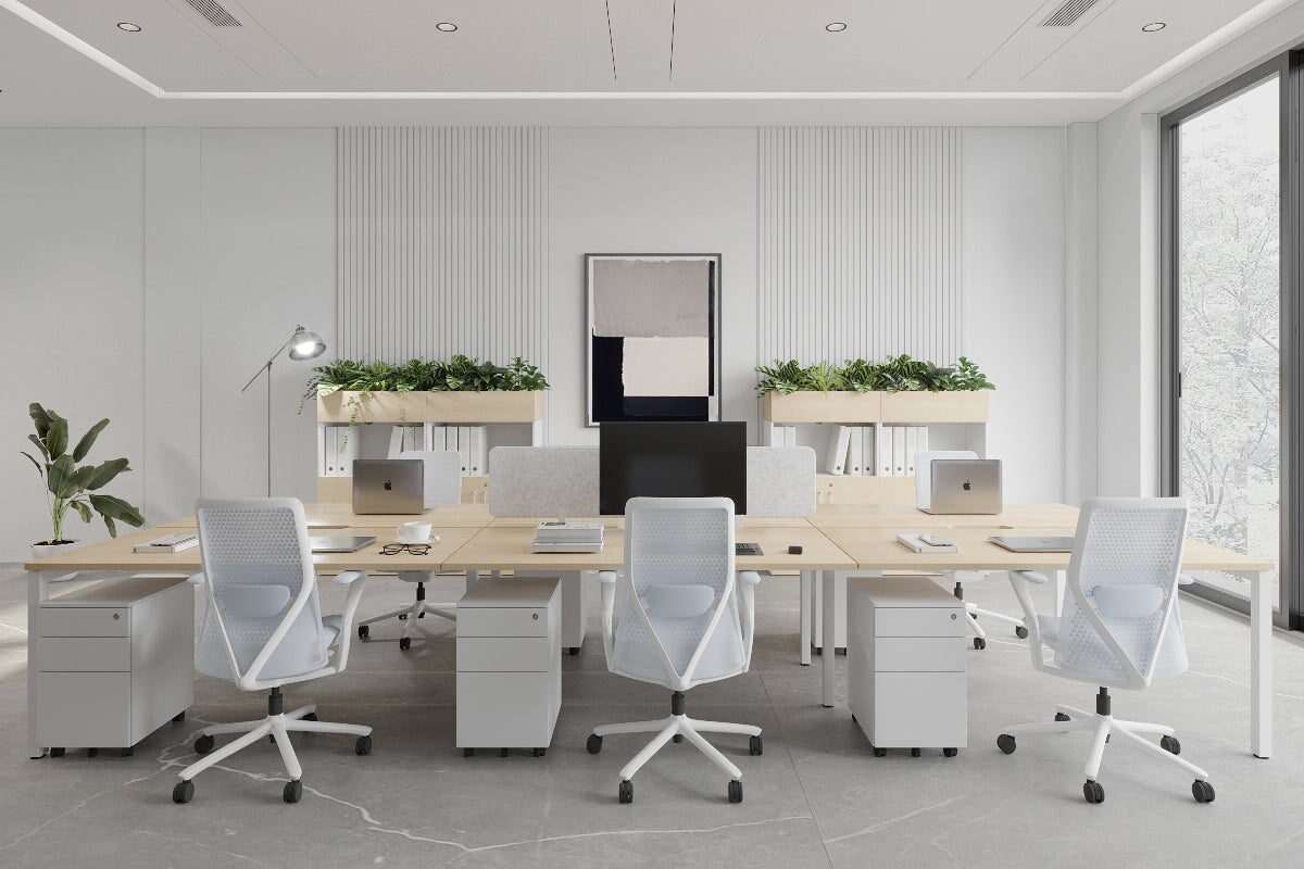 Quadro Square Leg 6 Person Office Workstations [1800L x 800W with Cable Scallop] Jasonl 