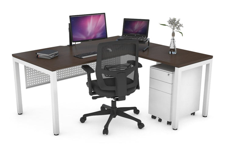 Quadro Square Leg - L Shaped Corner Office Desk [1400L x 1800W with Cable Scallop] Jasonl white leg wenge white modesty