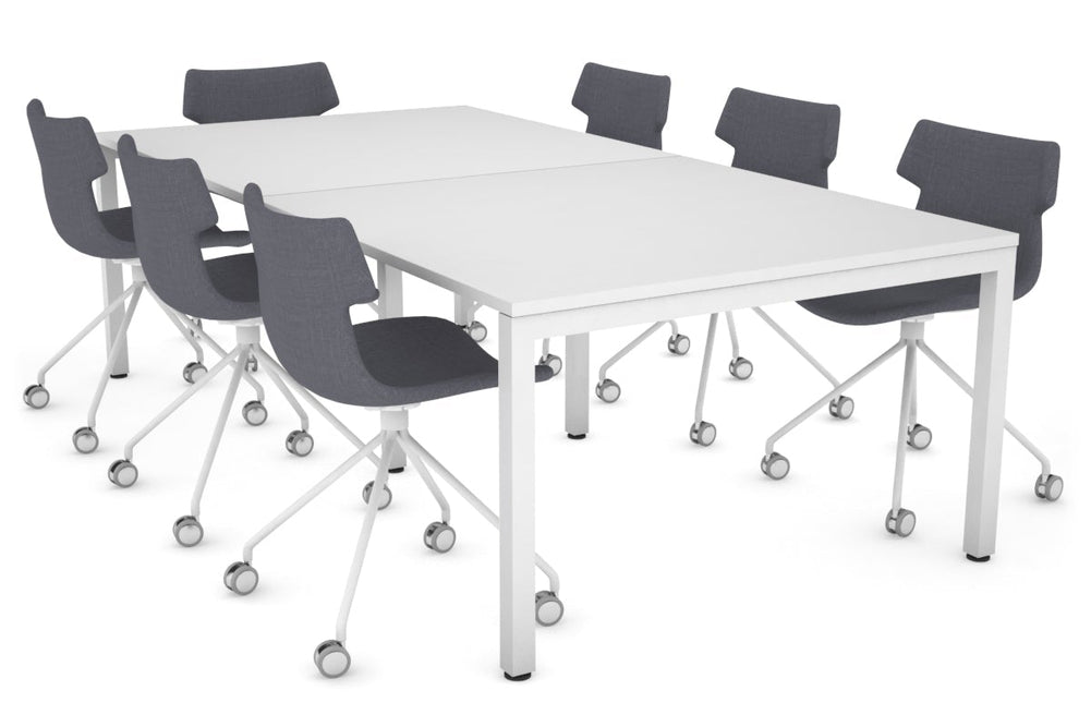 Quadro Square Legs Modern Boardroom Table [2400L x 1200W]-white leg white 