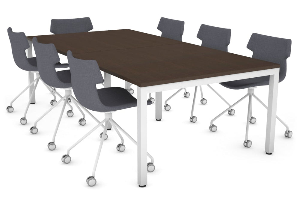 Quadro Square Legs Modern Boardroom Table [2400L x 1200W]-black leg dark oak 