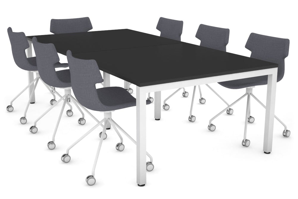 Quadro Square Legs Modern Boardroom Table [2400L x 1200W]-white leg black 