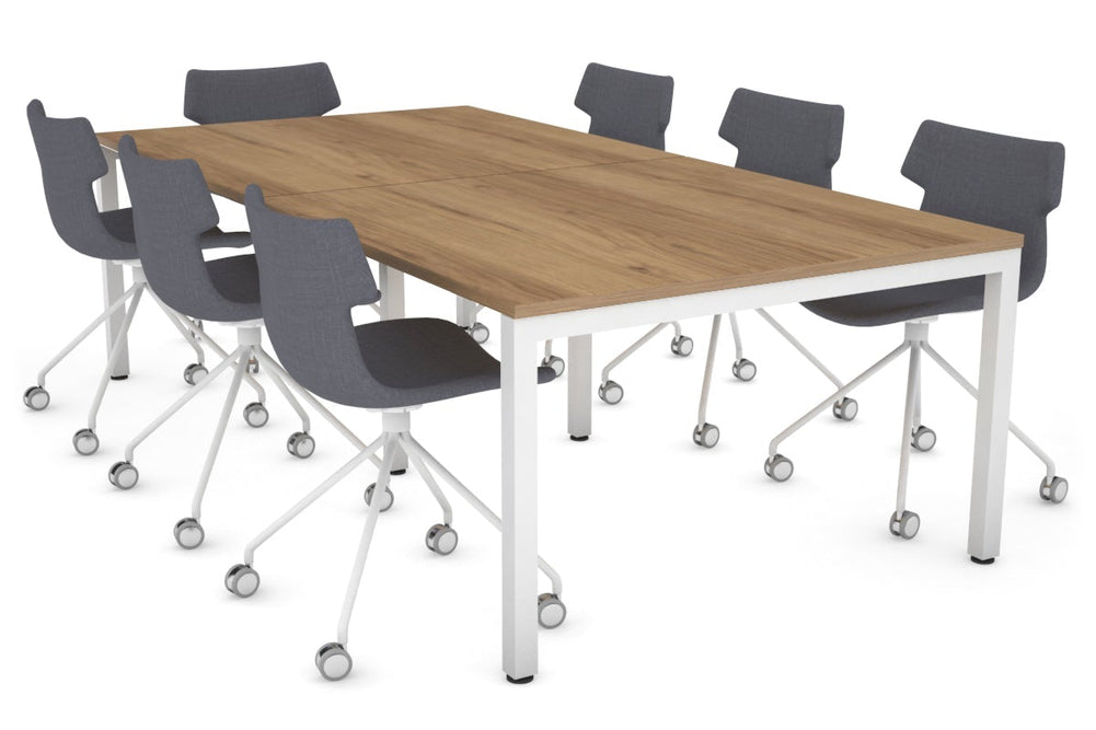 Quadro Square Legs Modern Boardroom Table [2400L x 1200W]-white leg salvage oak 