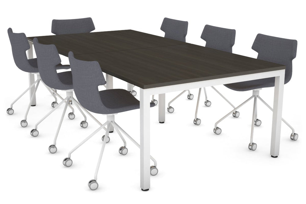 Quadro Square Legs Modern Boardroom Table [2400L x 1200W]-white leg dark oak 
