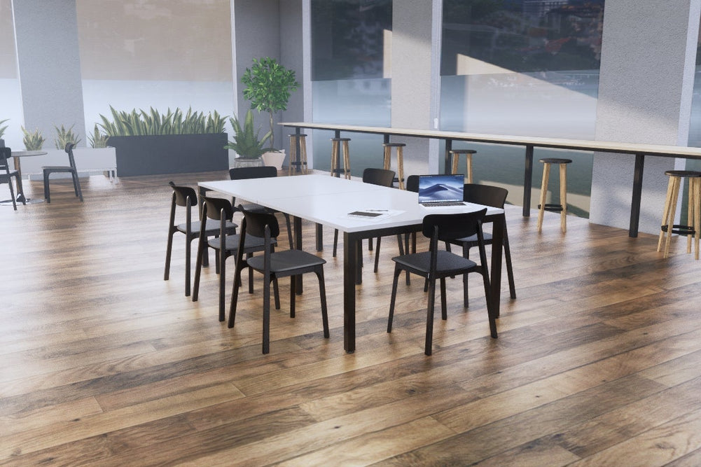 Quadro Square Legs Modern Boardroom Table [2400L x 1200W]-black leg dark oak 