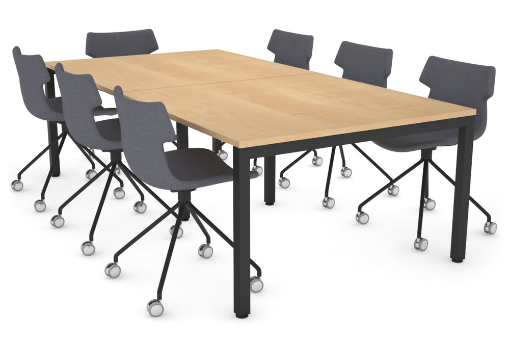 Quadro Square Legs Modern Boardroom Table [2400L x 1200W]-black leg maple 