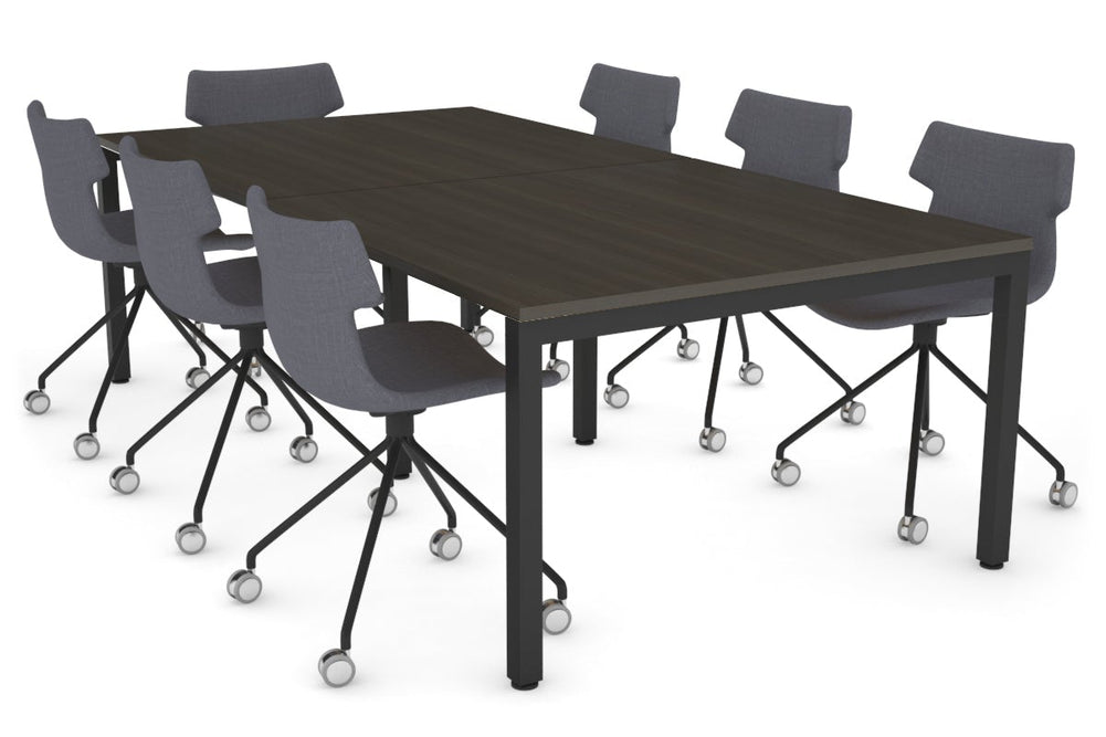 Quadro Square Legs Modern Boardroom Table [2400L x 1200W]-black leg dark oak 