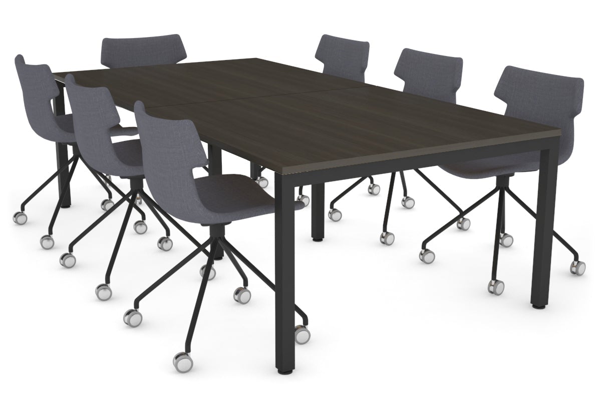 Quadro Square Leg Modern Boardroom Table [2400L x 1200W] Jasonl black leg dark oak 