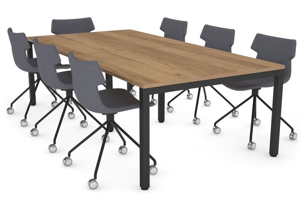 Quadro Square Legs Modern Boardroom Table [2400L x 1200W]-black leg salvage oak 