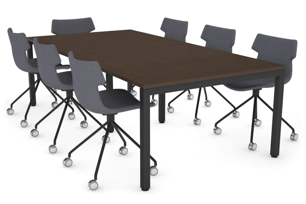 Quadro Square Legs Modern Boardroom Table [2400L x 1200W]-black leg dark oak 