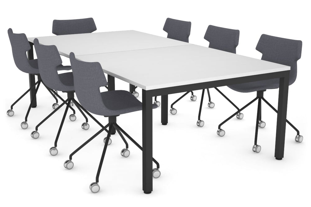 Quadro Square Legs Modern Boardroom Table [2400L x 1200W]-black leg white 