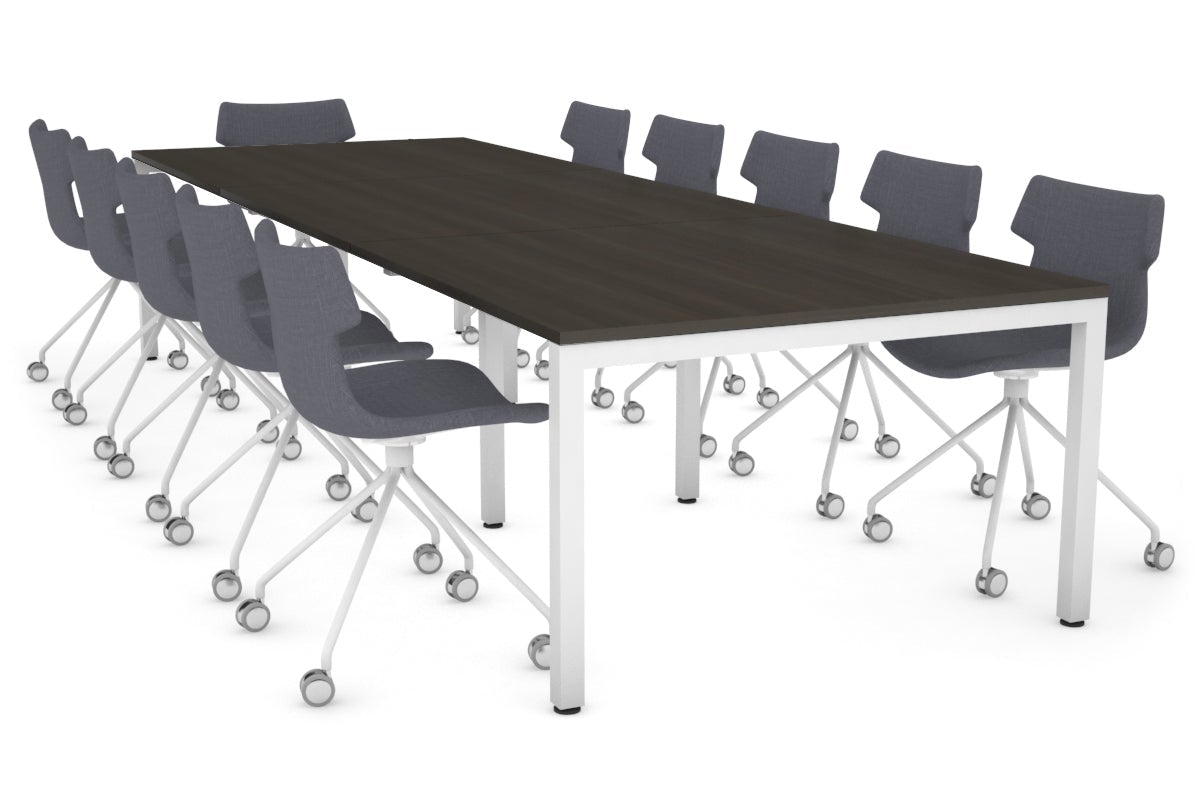 Quadro Square Leg Modern Boardroom Table [3600L x 1200W] Jasonl white leg dark oak 