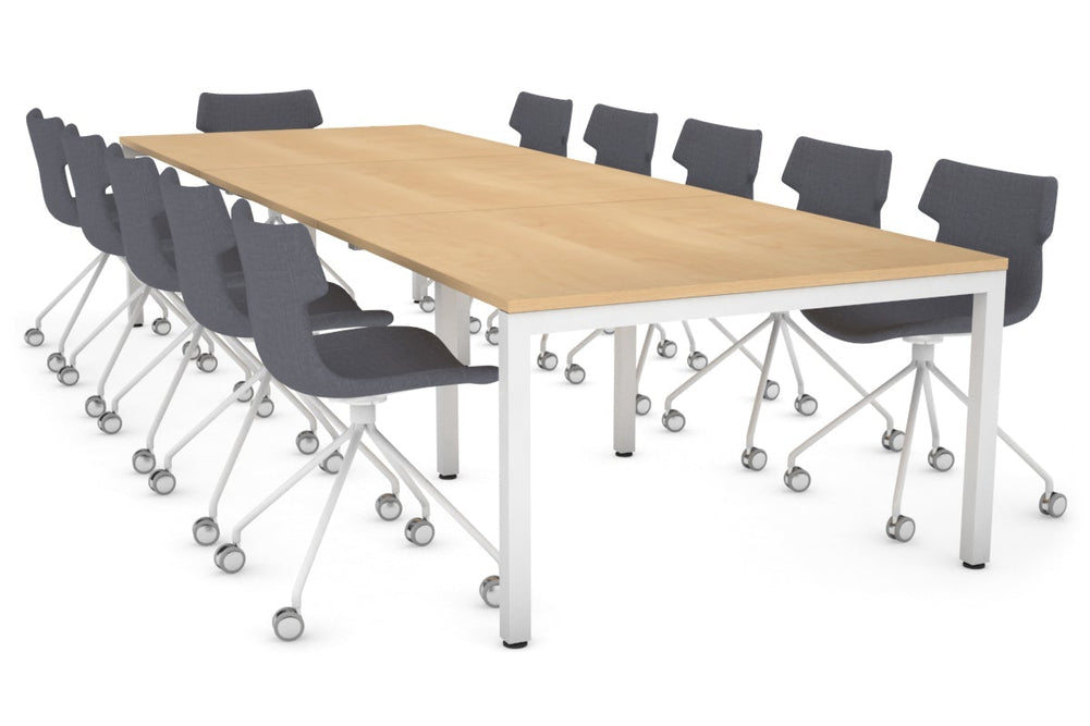 Quadro Square Legs Modern Boardroom Table [3600L x 1200W]-white leg maple 