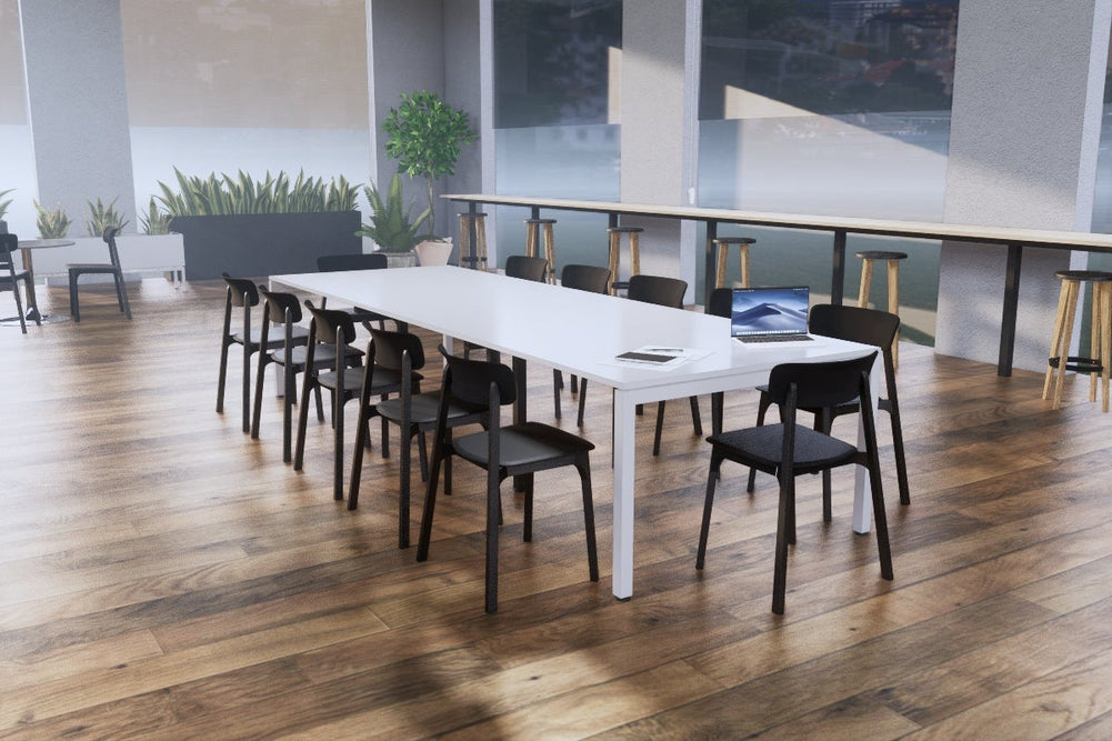 Quadro Square Legs Modern Boardroom Table [3600L x 1200W]-black leg dark oak 
