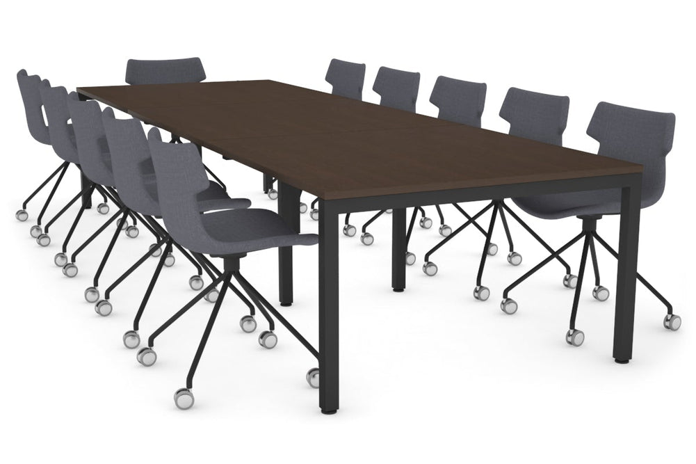 Quadro Square Legs Modern Boardroom Table [3600L x 1200W]-black leg dark oak 