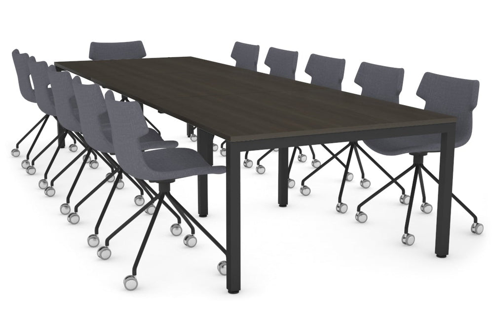 Quadro Square Legs Modern Boardroom Table [3600L x 1200W]-black leg dark oak 