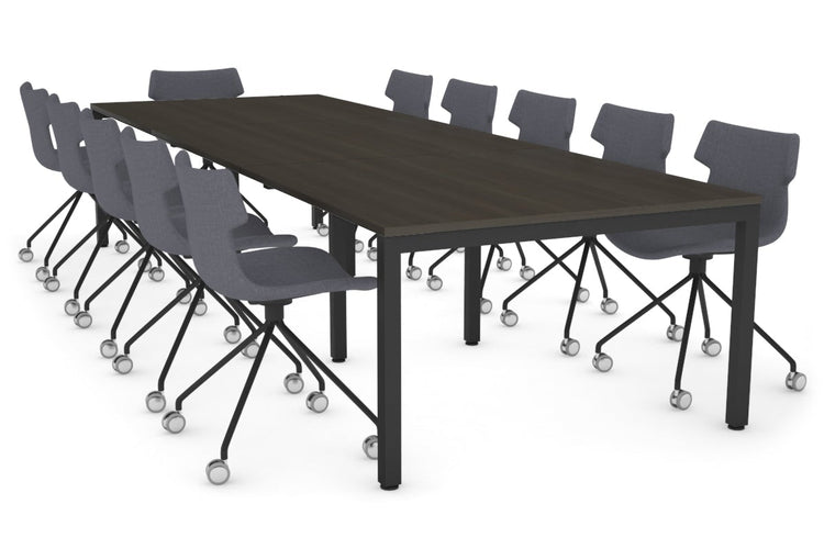 Quadro Square Leg Modern Boardroom Table [3600L x 1200W] Jasonl black leg dark oak 