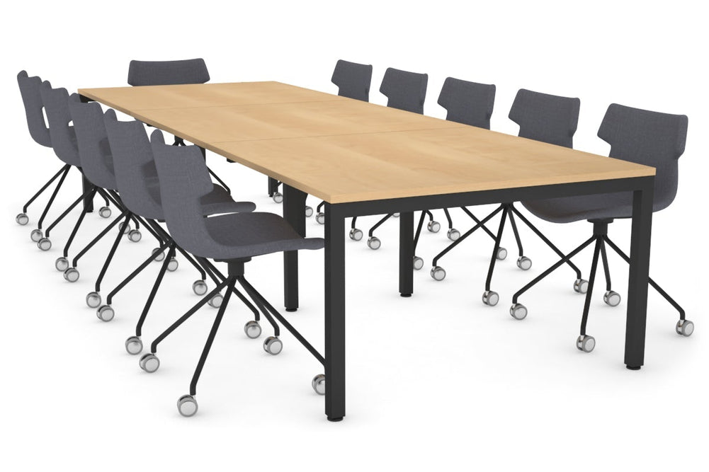 Quadro Square Legs Modern Boardroom Table [3600L x 1200W]-black leg maple 