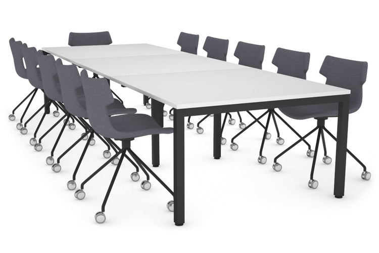 Quadro Square Leg Modern Boardroom Table [3600L x 1200W] Jasonl black leg white 
