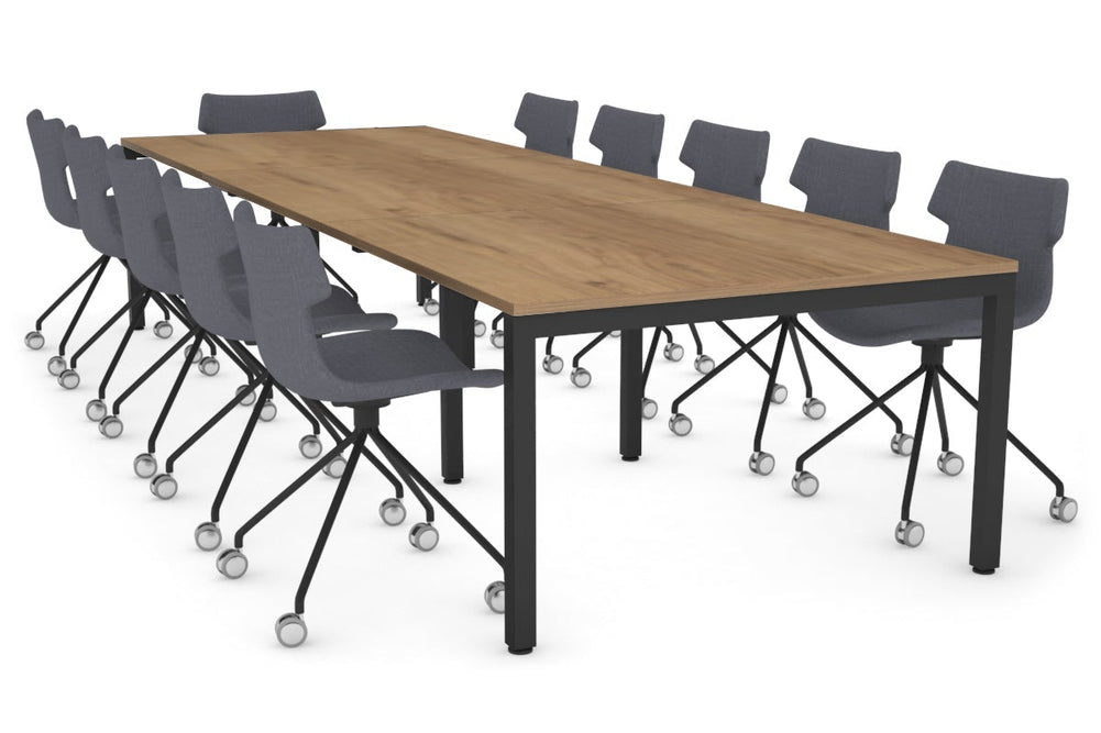 Quadro Square Legs Modern Boardroom Table [3600L x 1200W]-black leg salvage oak 