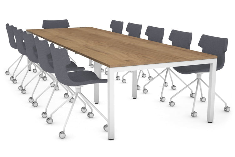 Quadro Square Leg Modern Boardroom Table [3600L x 1200W] Jasonl white leg salvage oak 