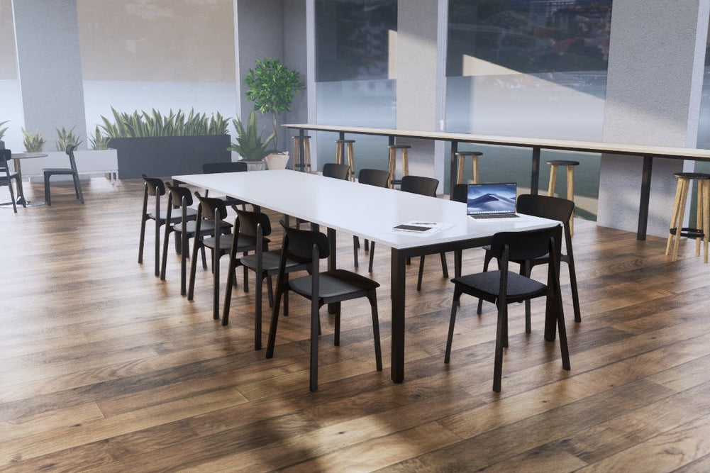 Quadro Square Legs Modern Boardroom Table [3600L x 1200W]-black leg dark oak 