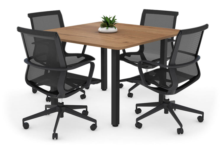 Quadro Square Leg Modern Boardroom Table - Rounded Corners [1100L x 1100W] Jasonl black leg salvage oak 