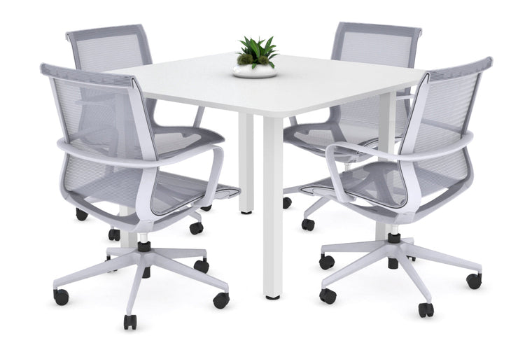 Quadro Square Leg Modern Boardroom Table - Rounded Corners [1100L x 1100W] Jasonl white leg white 