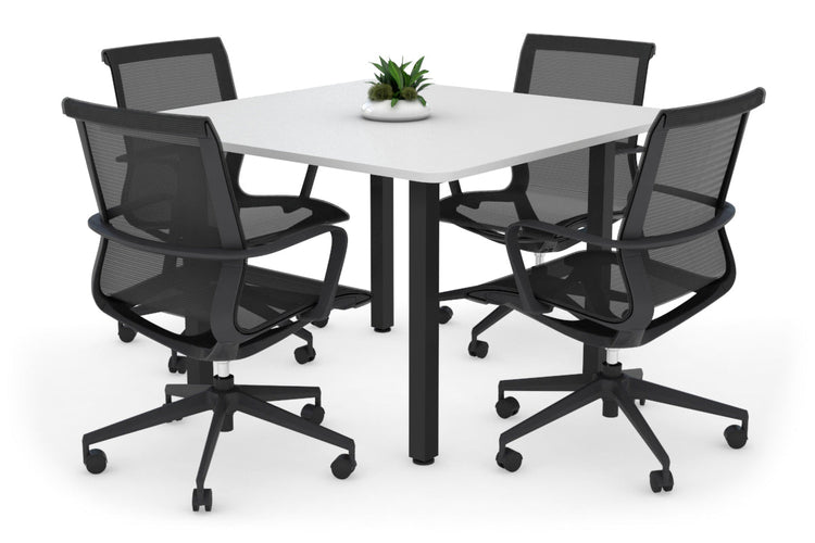 Quadro Square Leg Modern Boardroom Table - Rounded Corners [1100L x 1100W] Jasonl black leg white 