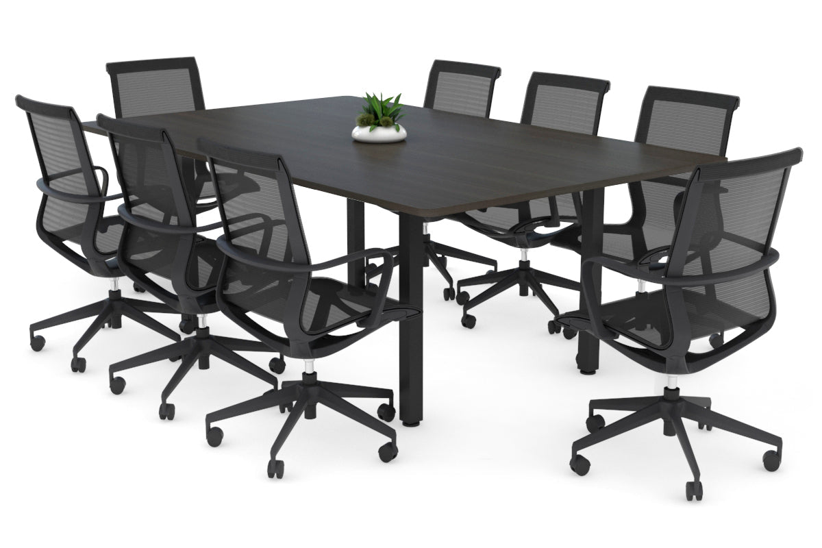 Quadro Square Leg Modern Boardroom Table - Rounded Corners [1800L x 1100W] Jasonl black leg dark oak 