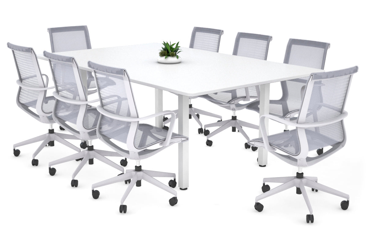 Quadro Square Leg Modern Boardroom Table - Rounded Corners [1800L x 1100W] Jasonl white leg white 