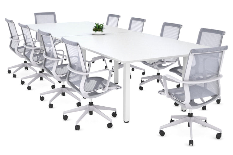 Quadro Square Leg Modern Boardroom Table - Rounded Corners [3200L x 1100W] Jasonl white leg white 