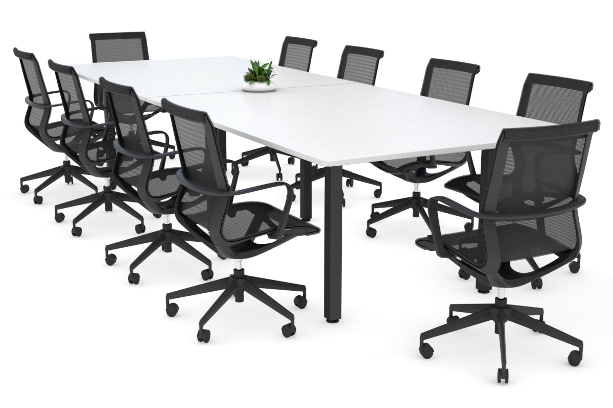 Quadro Square Leg Modern Boardroom Table - Rounded Corners [3200L x 1100W] Jasonl black leg white 