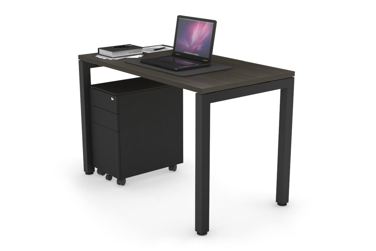 Quadro Square Leg Office Desk [1000L x 600W] Jasonl Black dark oak 