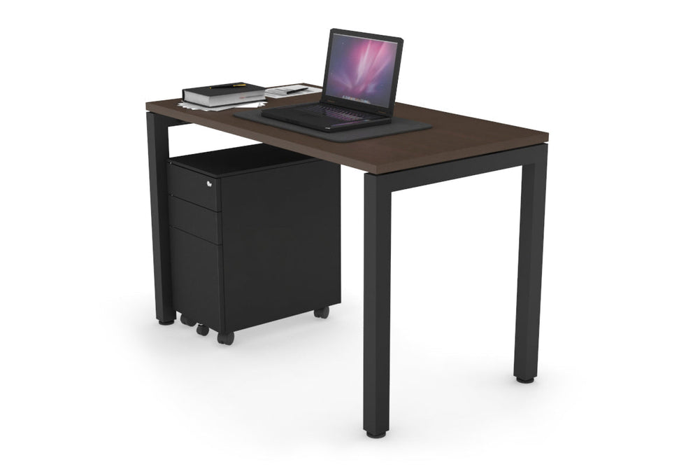 Quadro Square Legs Office Desk [1000L x 600W]-black leg wenge 