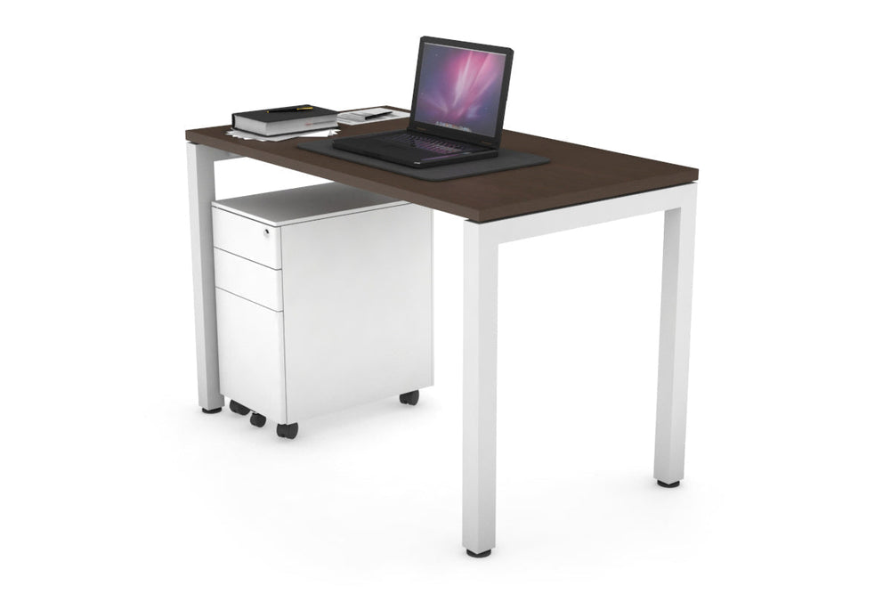 Quadro Square Legs Office Desk [1000L x 600W]-white leg wenge 