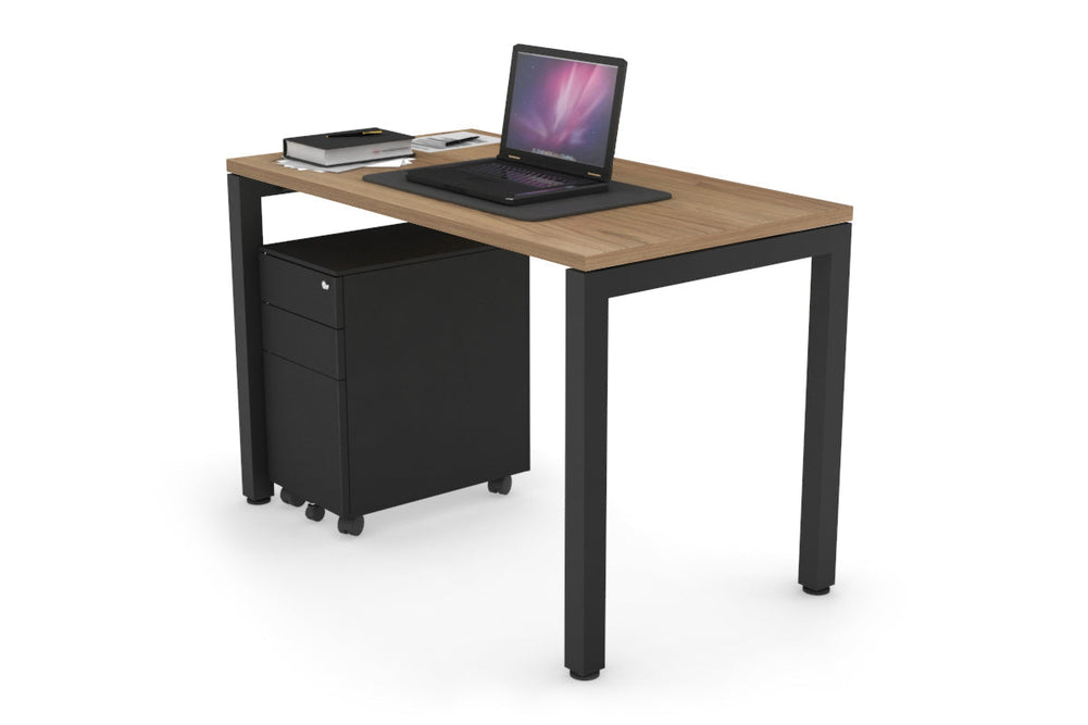 Quadro Square Legs Office Desk [1000L x 600W]-black leg salvage oak 
